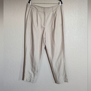 Express Women's Size 14R High Rise Ankle Beige Slim Straight Leg Dress Pants